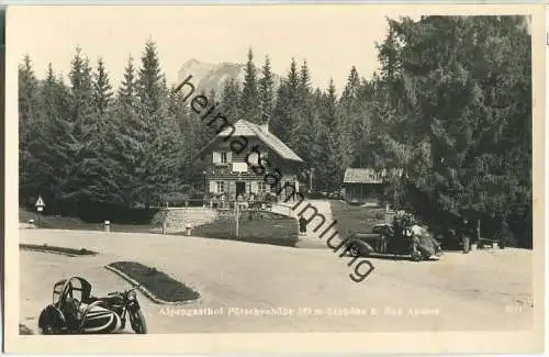 Alpengasthof Pötschenhöhe bei Bad Aussee - Besitzer A. Grieshofer - Motorrad mit Beiwagen