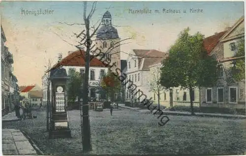 Königslutter - Marienplatz - Rathaus - Kirche - Wettersäule - Graph. Verl. Anst. GmbH Breslau gel. 1922