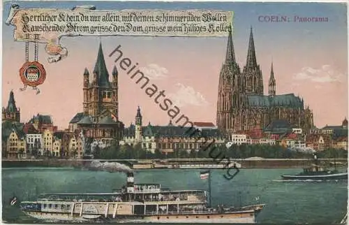 Coeln - Panorama - Binnenschiff  gel. 1920