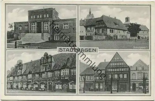 Stadthagen - Badeanstalt - Schulplatz - Rathaus - Markt - Verlag C. Müller Nachf. Stadthagen