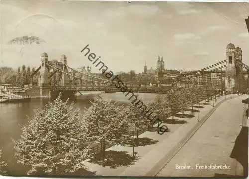 Breslau - Freiheitsbrücke - Foto-AK-Grossformat - Verlag Heinrich Klette Breslau gel. 1933