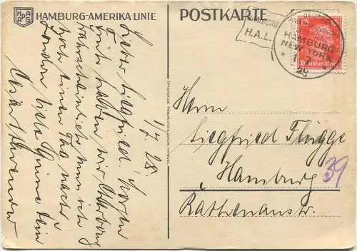 Hamburg-Amerika Linie - Künstlerkarte signiert Willy Stöwer - Stempel Deutsch Amerikanische Seepost Hamburg New York - V