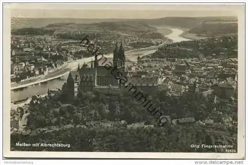 Meissen mit Albrechtsburg - Fliegeraufnahme - Foto-AK