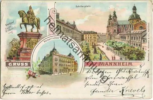 Mannheim - Gruss aus ... - Schillerplatz - Postamt - Verlag Kaufhaus H. Schmoller & Co. Mannheim