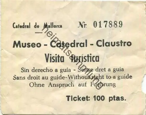 Spanien - Mallorca - Catedral de Mallorca - Museo - Catedral - Claustro - Eintrittskarte