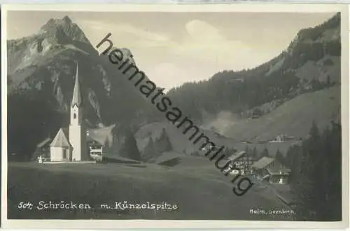 Schröcken mit Künzelspitze - Foto-Ansichtskarte - Photo Heim Dornbirn 20er Jahre