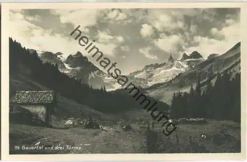 Gauertal und die drei Türme - Foto-Ansichtskarte - Verlag G. Heinzle 's Erben Bludenz