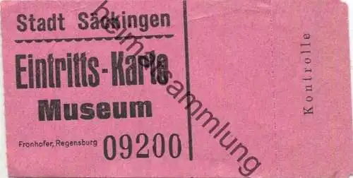 Deutschland - Stadt Säckingen - Museum - Eintrittskarte