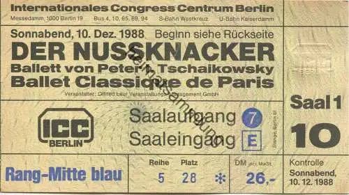Deutschland - ICC Berlin - Internationales Congress Centrum 1988 - Der Nussknacker - Ballett von Peter I. Tschaikowsky -