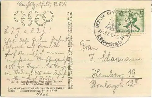 Berlin-Charlottenburg - Gesamtansicht Reichssportfeld - Amtliche Olympia-Postkarte 1936 - Reichssportverlag Berlin