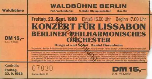 Deutschland - Berlin - Waldbühne 1988 - Konzert für Lissabon - Berliner Philharmonisches Orchester - Dirigent und Solist