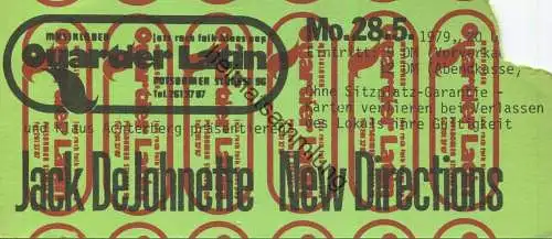 Deutschland - Berlin - Quartier Latin und Klaus Achterberg - Jack de Johnette New Directions - Eintrittskarte 1979