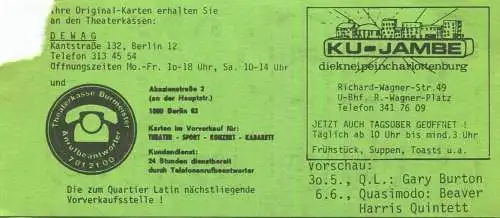 Deutschland - Berlin - Quartier Latin und Klaus Achterberg - Jack de Johnette New Directions - Eintrittskarte 1979