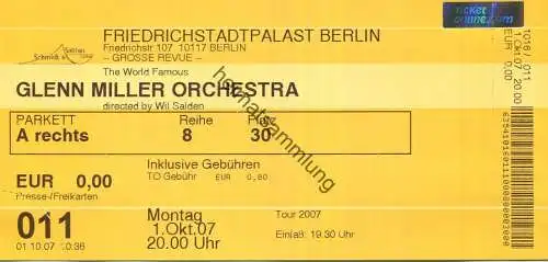 Deutschland - Berlin - Friedrichstadtpalast - Glenn Miller Orchestra 2007 - Eintrittskarte