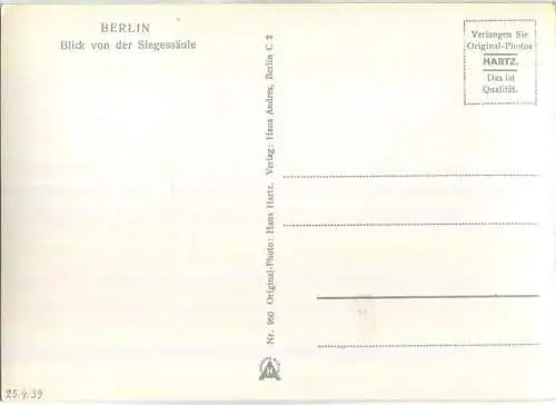 Berlin - Blick von der Siegessäule - Foto-Ansichtskarte - Verlag Hans Andres Berlin