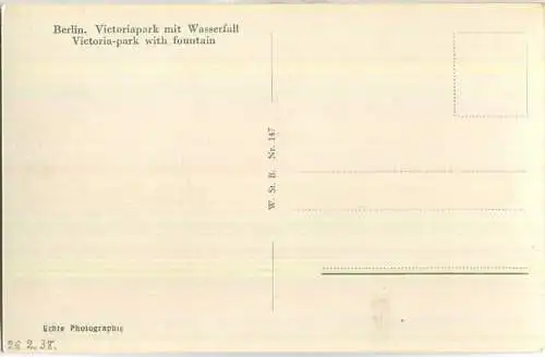 Berlin - Victoriapark - Wasserfall - Foto-Ansichtskarte