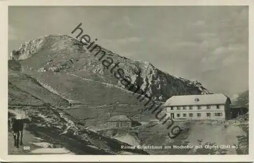 Rainer Schutzhaus am Hochobir mit Gipfel - Foto-AK 1934 - Verlag Franz Schilcher Klagenfurt