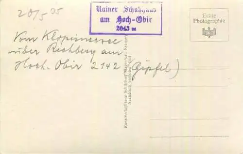 Rainer Schutzhaus am Hochobir mit Gipfel - Foto-AK 1934 - Verlag Franz Schilcher Klagenfurt