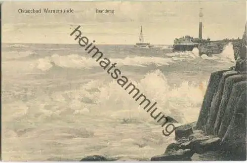 Warnemünde - Brandung - Feldpost - Verlag Julius Simonsen Oldenburg