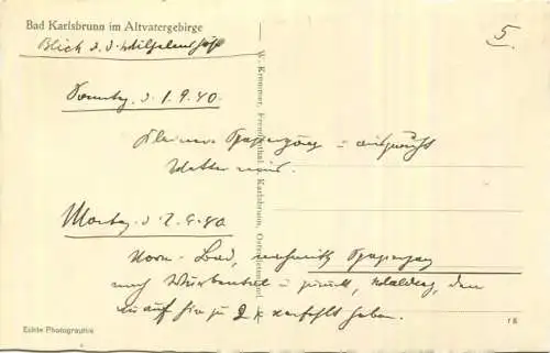 Bad Krlsbrunn im Altvatergebirge - Foto-AK 1940 - Verlag W. Krommer Freudenthal - Rückseite beschrieben