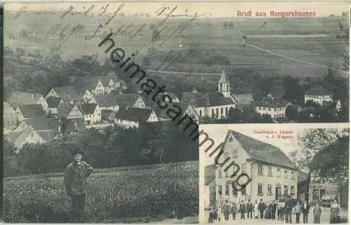 Gruss aus Rengershausen - Gasthaus z. Lamm - Totale - Verlag M. Ruoff Heilbronn