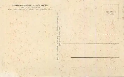 Feucht - Gaststätte Brückkanal Besitzer Karl Zimmerer - Schwarzachtal - Verlag E. Eichler Nürnberg