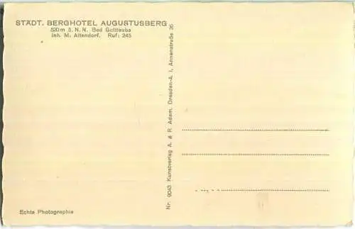 Bad Gottleuba - Berghotel Augustusberg - Inhaber M. Altendorf - Foto-Ansichtskarte - Verlag A. & R. Adam Dresden