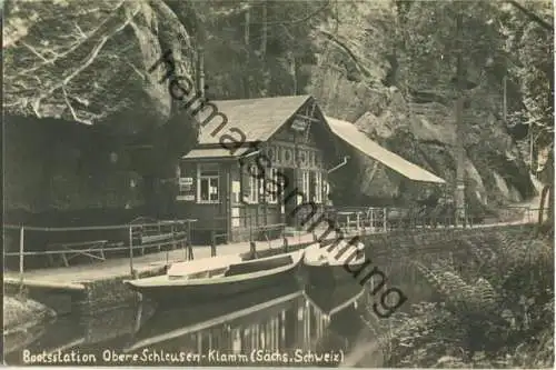 Bootsstation Obere Schleusen Klamm - Foto-Ansichtskarte - Verlag H. Wagner Hinterhermsdorf - Handabzug 50er Jahre