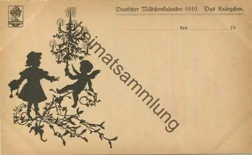 Deutscher Mädchenkalender 1919 - Das Kränzchen - Schattenbild signiert Johanna Beckmann