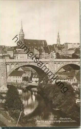 Bautzen - Partie an der Kronprinzenbrücke - Foto-Ansichtskarte - Verlag Trinks & Co. GmbH Leipzig