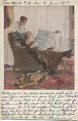 Der günstige Heeresbericht - signiert B.W. - Wennerberg Kriegspostkarte - Verlag Dr. Eysler & Co. Berlin - Feldpost