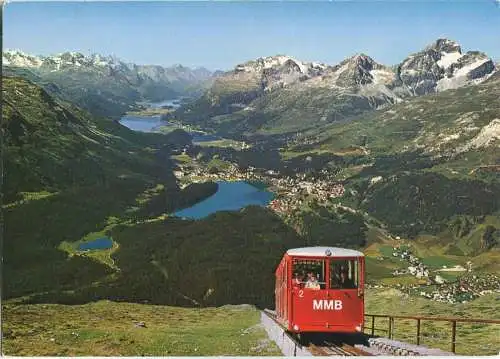 Muottas Muragl - Bahn - Blick auf Oberengadiner Seen - Verlag C. Filli Celerina-Oberengadin