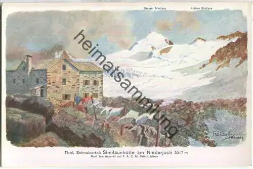 Similaunhütte am Niederjoch - Schnalsertal - Künstlerkarte Reisch Meran - Kunstverlag Reisch Meran Nr. 132