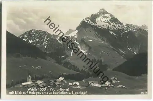 Warth mit Blick auf Holzgauerhaus-Lechleiten und Biberkopf - Foto-Ansichtskarte - Verlag Hugo Mauch Oberstaufen