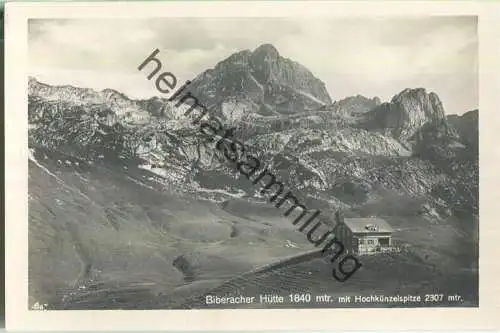 Biberacher Hütte mit Hochkünzelspitze - Foto-Ansichtskarte