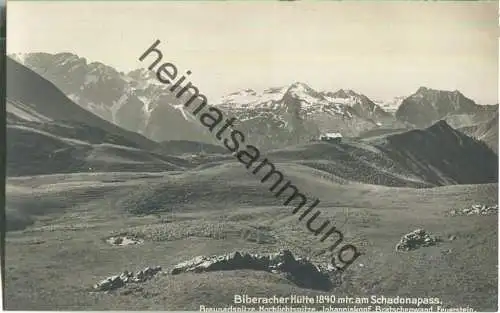 Biberacher Hütte am Schadonapass - Braunarlspitze - Foto-Ansichtskarte