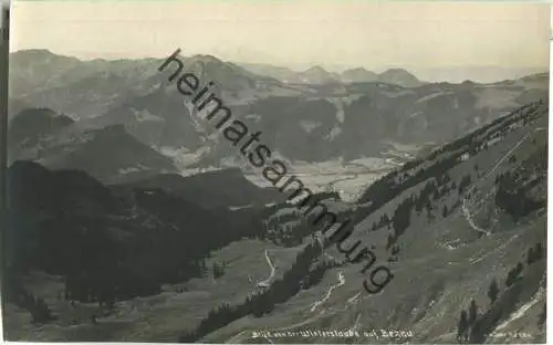 Blick von der Winterstaude auf Bezau - Foto-Ansichtskarte - Verlag K. Hiller Bezau 20er Jahre