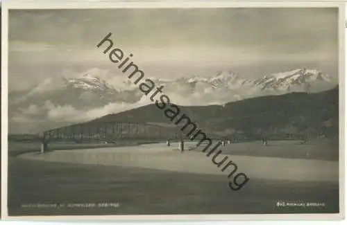 Bregenz - Rheinbrücke mit Schweizer Gebirge - Foto-Ansichtskarte - Verlag Risch-Lau Bregenz