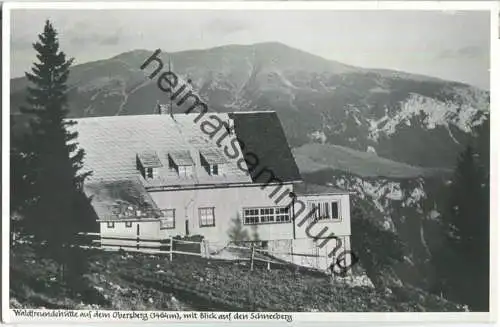Waldfreundehütte auf dem Obersberg mit Blick auf den Schneeberg
