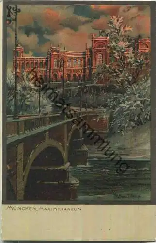 München - Maximilianeum - im Winter - Künstlerkarte M. Zeno Diemer - Verlag Ottmar Zieher München ca. 1900