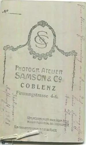 Kabinettfoto 1908 - Fasnacht Italienerin - 10 x 6,5 cm - Atelier Samson & Co. Coblenz Firmungstrasse 4-6