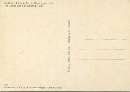 Sedrun mit Blick gegen den Piz Badus - AK-Grossformat - Verlag Photohaus Geiger Flims