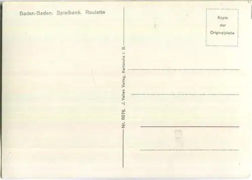 Baden-Baden - Spielbank - Roulette - Foto-Ansichtskarte - J. Velten Verlag Karlsruhe