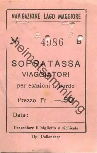 Schweiz - Navigatione Lago Maggiore - Sopra Tassa Viaggiatori - Zuschlagsfahrschein Fr -.50