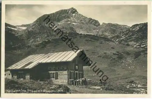 Hochalmhütte mit Alpspitze - Foto-Ansichtskarte - Verlag Hans Huber München