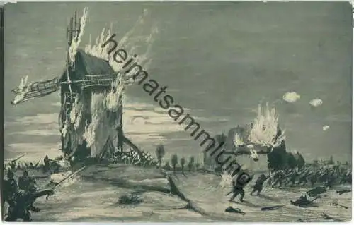 Nächtlicher Überfall eines russischen Bataillons durch deutsche Infanterie - Windmühle - Kunstdruckerei Gutenberg Nr. 37