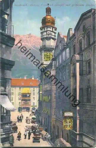 Innsbruck - Herzog-Friedrich-Strasse mit goldenem Dachl - Verlag Purger & Co. München - Feldpost Militärpflege Portofrei