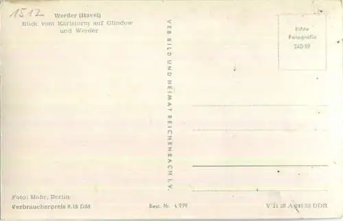 Werder - Blick vom Karlsturm auf Glindow und Werder - VEB Bild und Heimat Reichenbach 50er Jahre