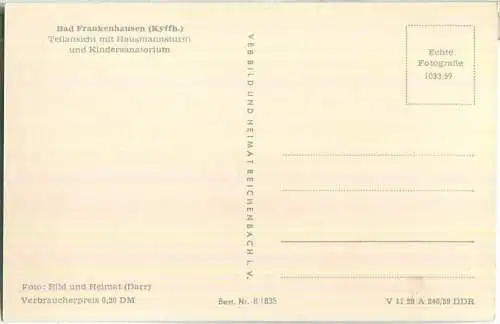 Bad Frankenhausen - Teilansicht mit Hausmannsturm und Kindersanatorium - VEB Bild und Heimat Reichenbach 50er Jahre