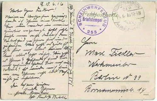 Petit Mont - Verlag Emil Hartmann Strassburg - Briefstempel Scheinwerferzug